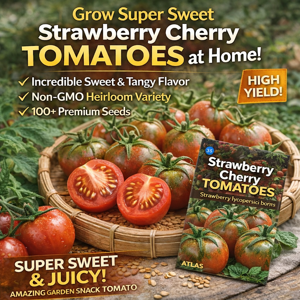 Strawberry Cherry Tomato Seeds 200+ Heirloom Non-GMO Sweet High Yield
