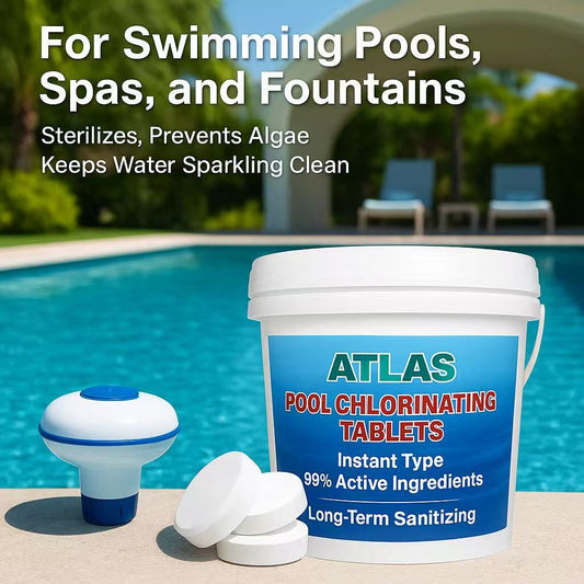 Atlas AquaShield Pool Chlorine Tablets  99% Active Chlorine • Long-Lasting Water Protectio