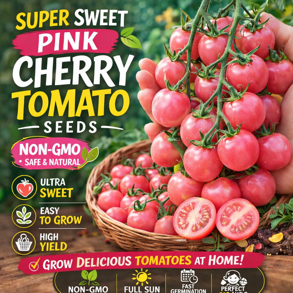 Super Sweet Pink Cherry Tomato Seeds 200+  Non-GMO Garden Snack Tomato