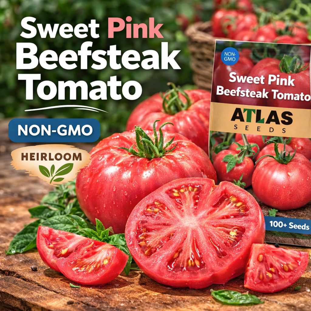 Sweet Pink Beefsteak Tomato Seeds – Non-GMO Heirloom Garden Tomato, 200+ Seeds
