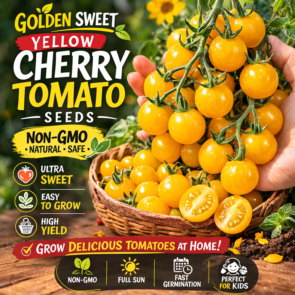 Golden Sweet Yellow Cherry Tomato Seeds 200+ Non-GMO Garden Snack Tomato