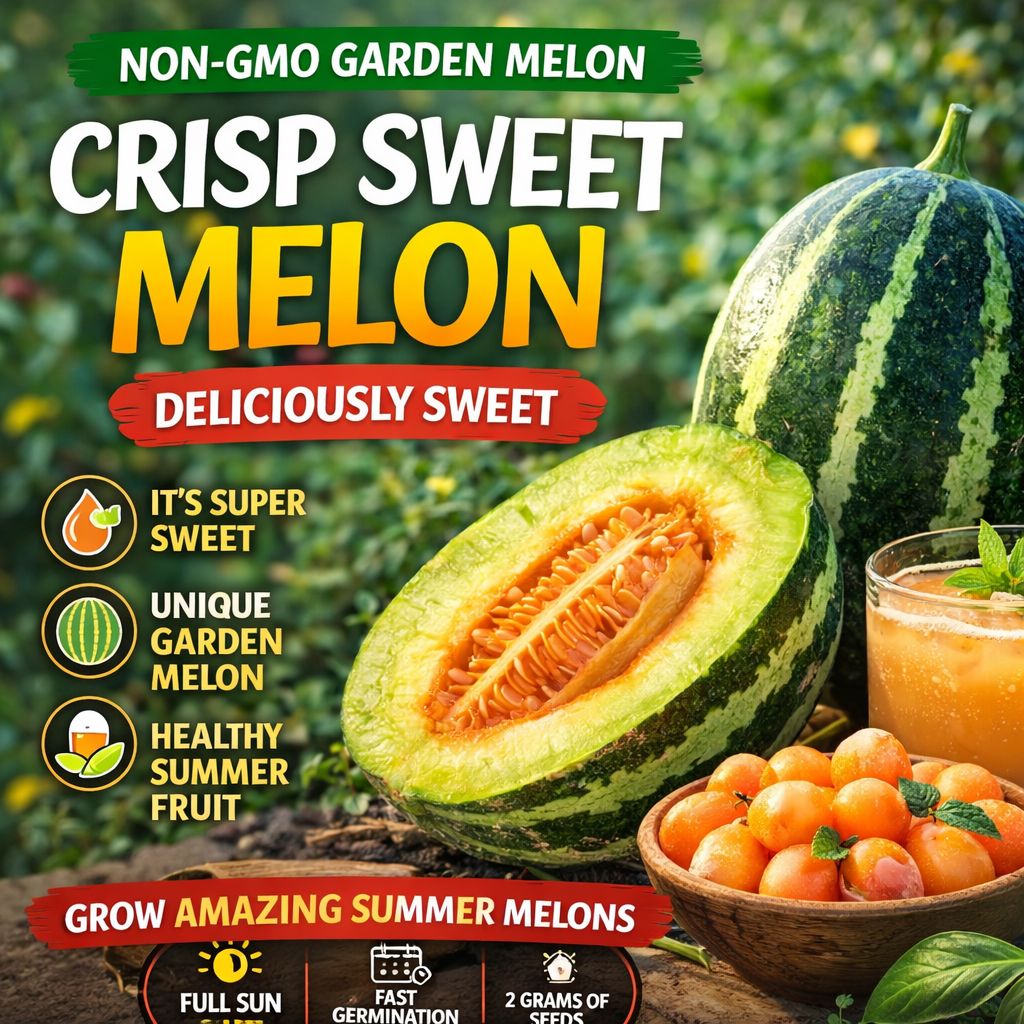 Crisp Sweet Melon Seeds Non-GMO Garden Fruit High Yield Easy Grow
