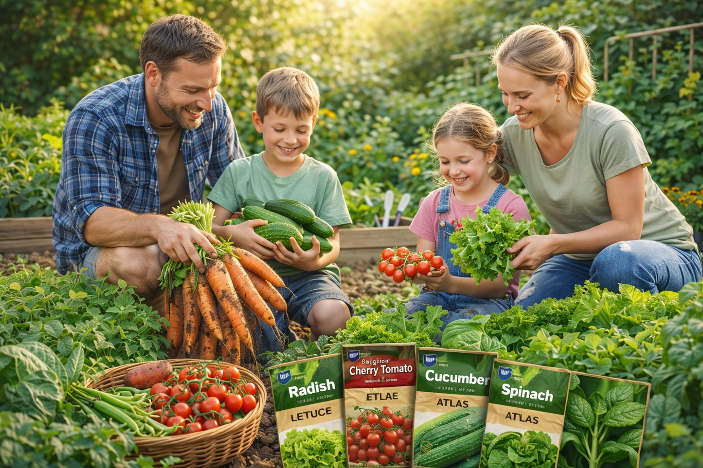 Beginner Vegetable Seed Kit 8 Varieties 3000+ Seeds Easy Grow Non-GMO