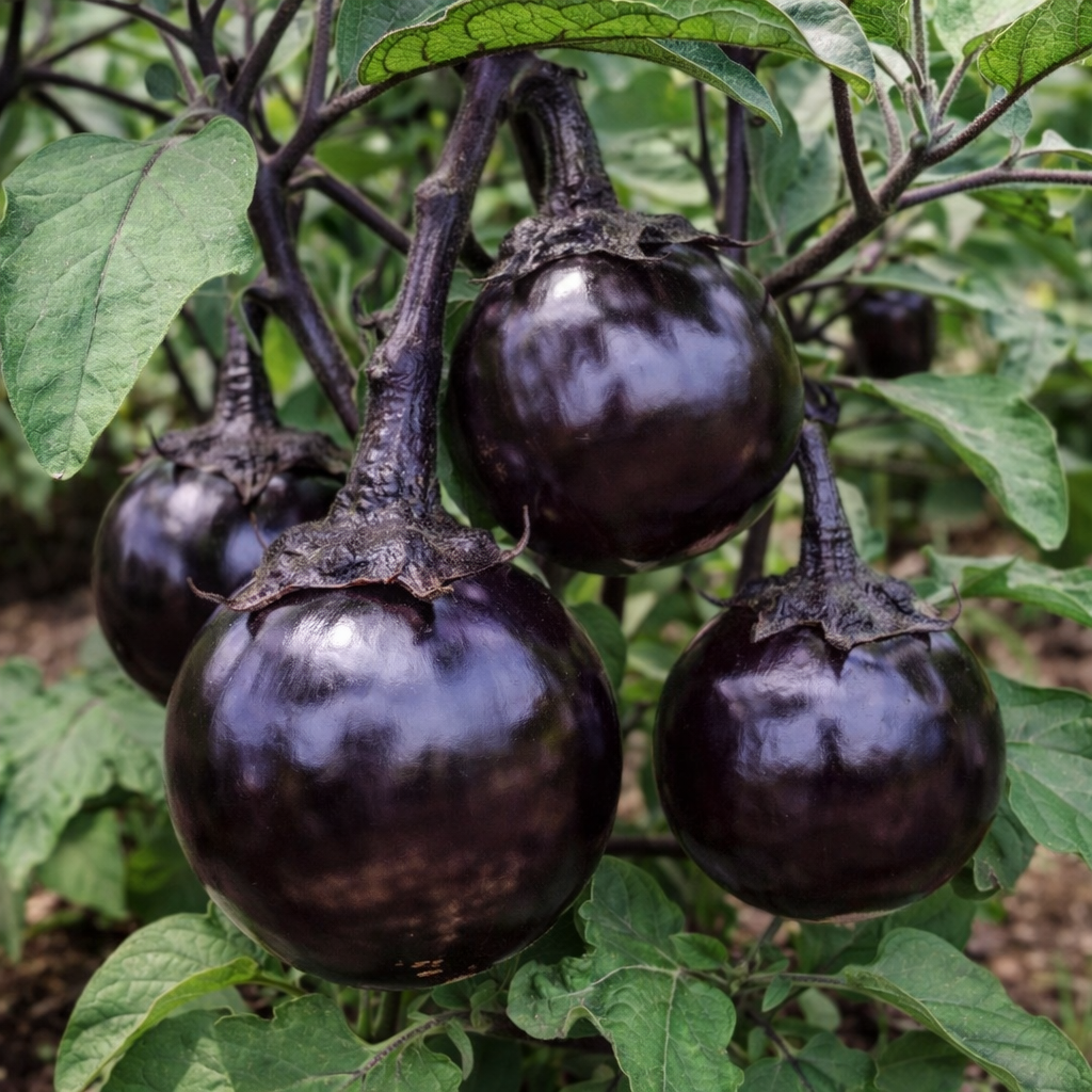 150+ Eggplant Seeds Black Round Heirloom Non-GMO Sweet Tender High Yield