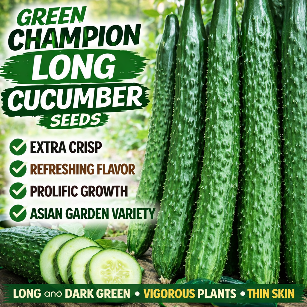 Cucumber Seeds Non-GMO Crisp Long Green Easy Grow Garden