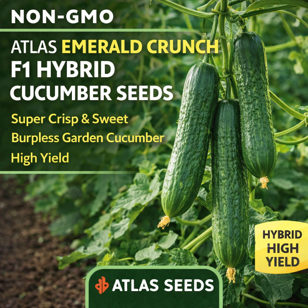 Emerald Crunch F1 Snack Cucumber Seeds Burpless Sweet High Yield