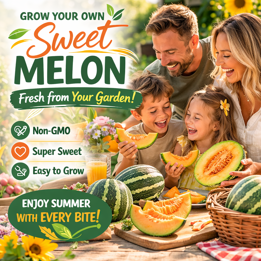 Crisp Sweet Melon Seeds Non-GMO Garden Fruit High Yield Easy Grow