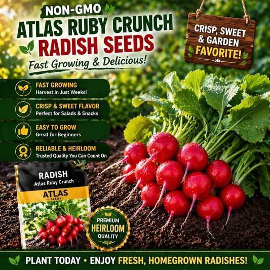 Ruby Crunch Radish Seeds Non-GMO Fast Growing Crisp Sweet