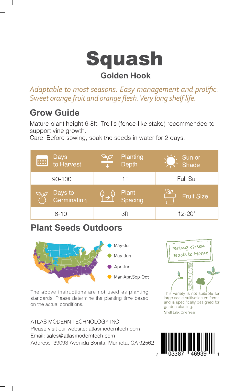 Butternut Squash Seeds Non-GMO Sweet High Yield Garden Favorite